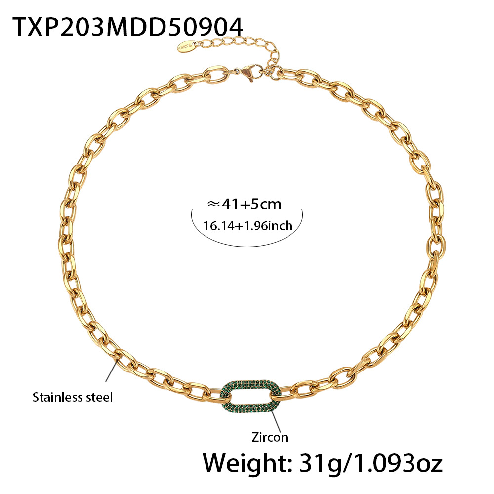 Txp203-gold green zircon necklace
