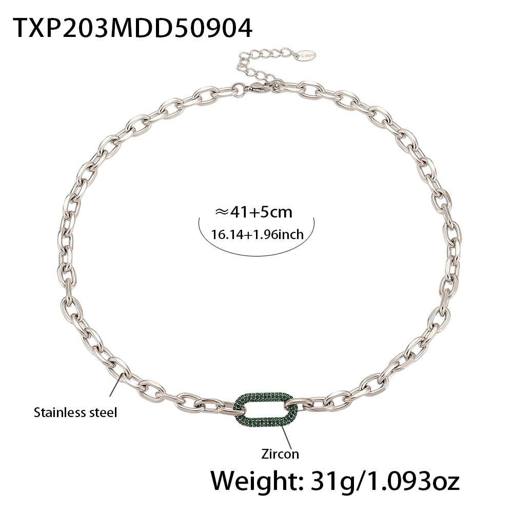 Txp203-steel green zircon necklace