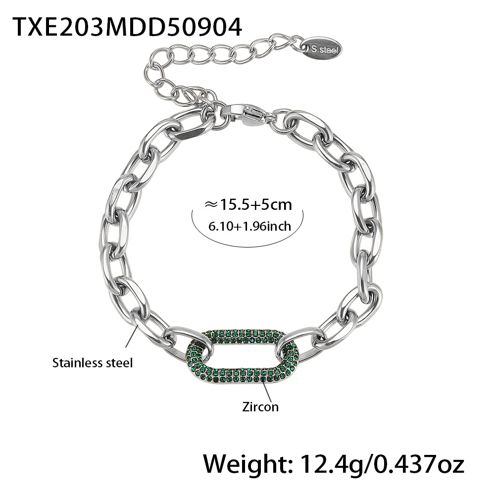 Txe203-steel green zircon bracelet