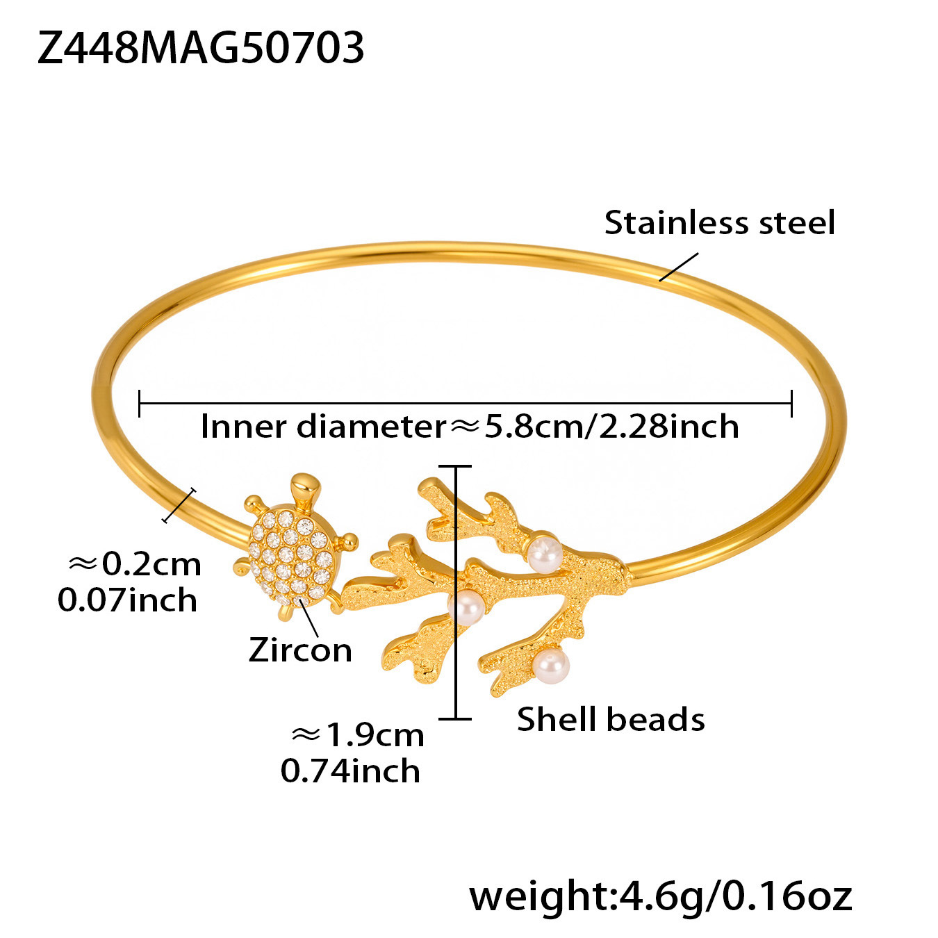 Z448-gold zircon bracelet