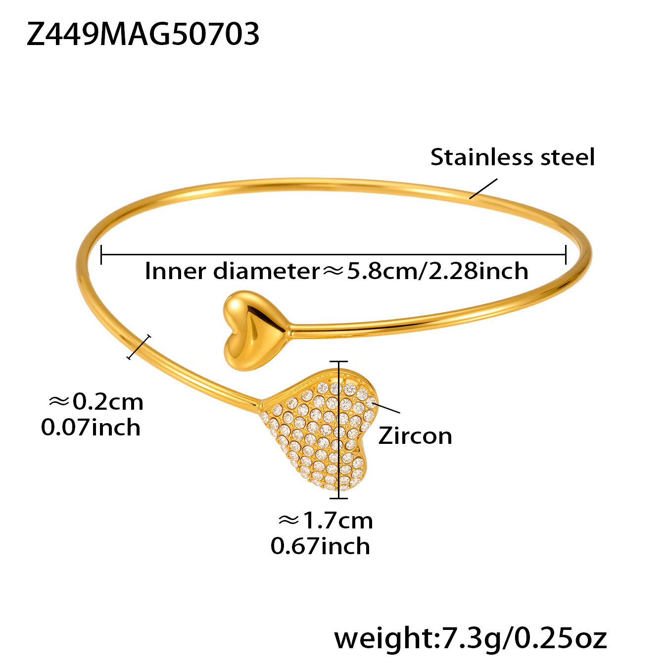 Z449-gold zircon bracelet