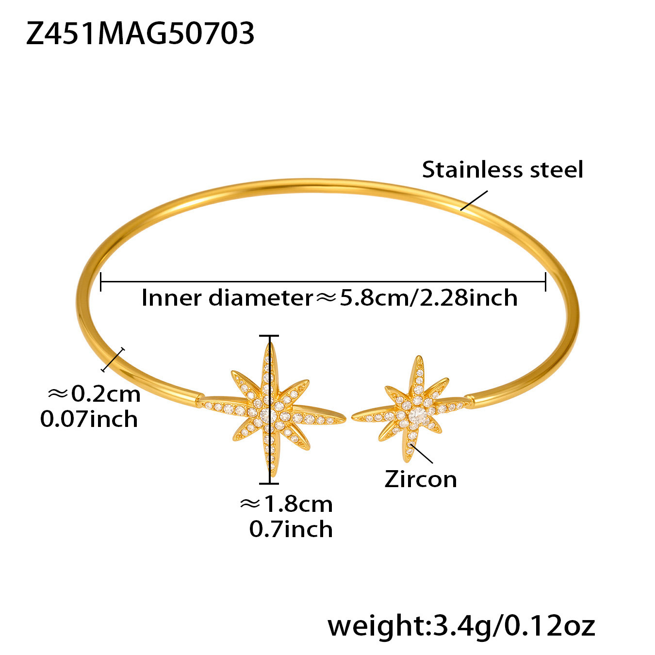 Z451-gold zircon bracelet