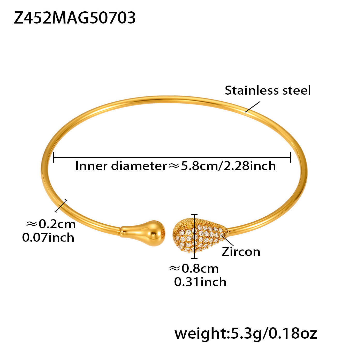 Z452-gold zircon bracelet