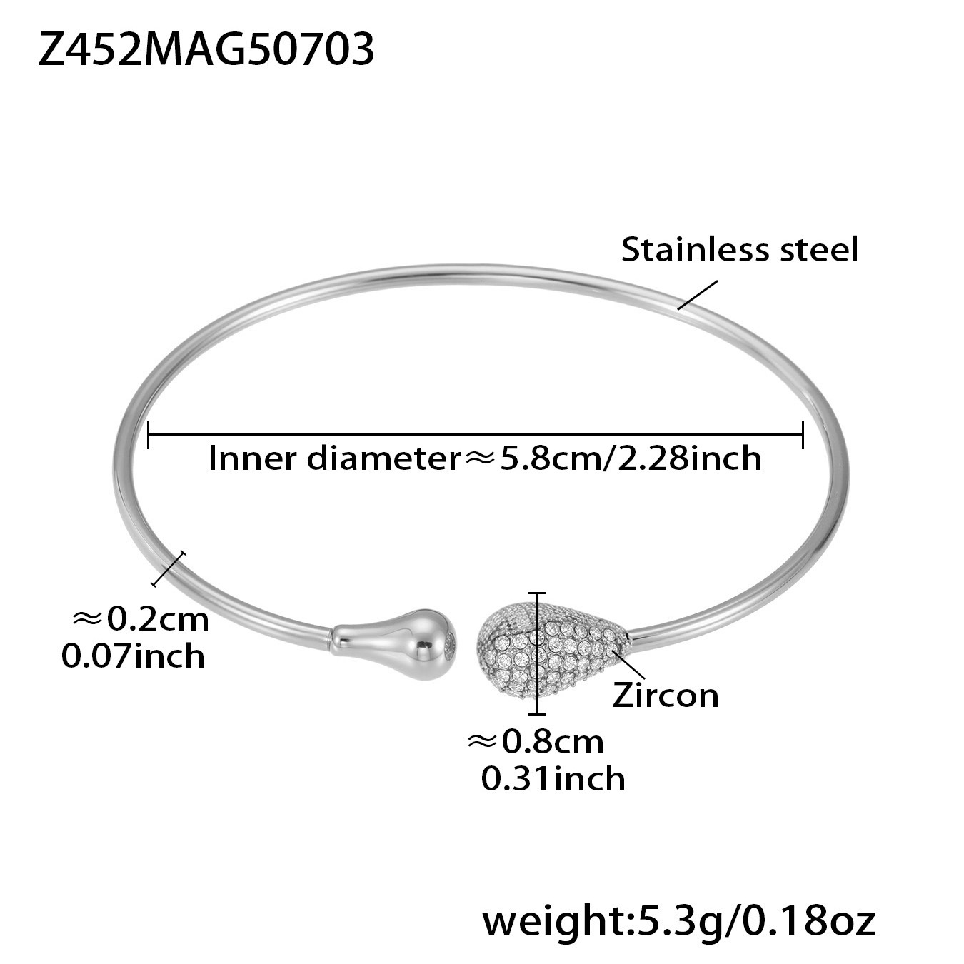 Z452-steel color zircon bracelet