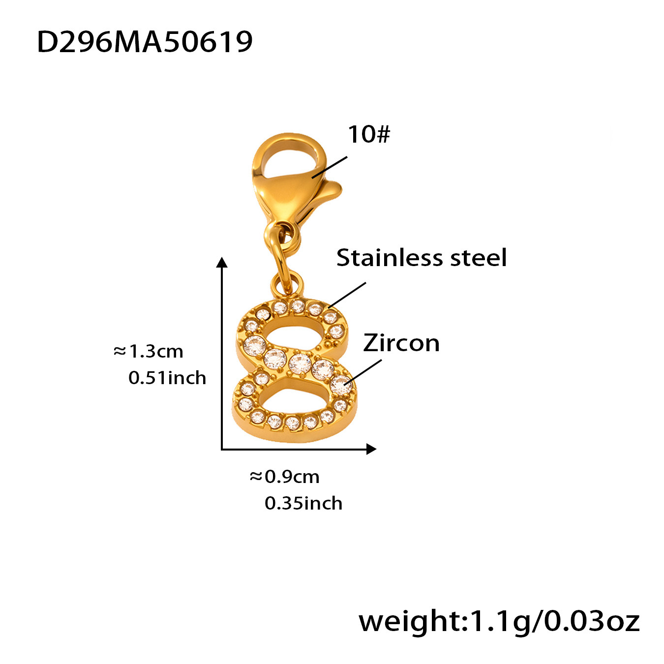 D296-gold figure 8 5a zircon pendant
