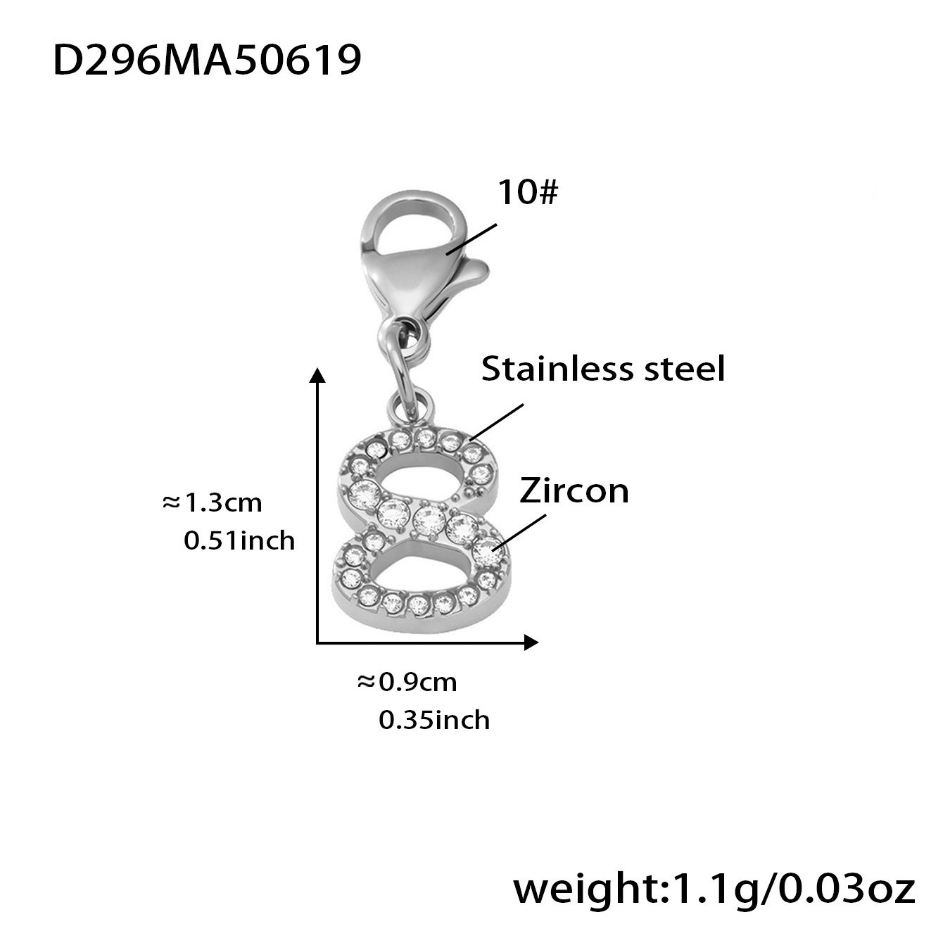 D296-steel color figure 8 5a zircon pendant