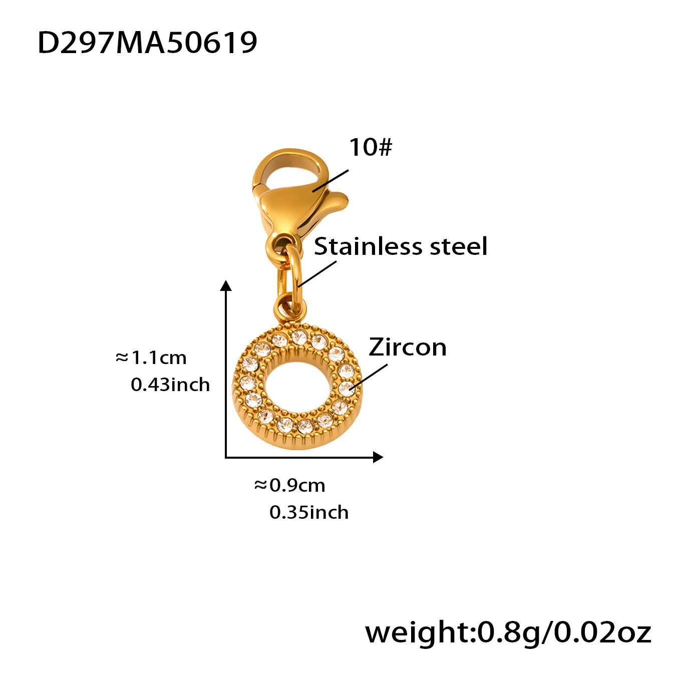 D297-golden o-shaped 5a zircon pendant