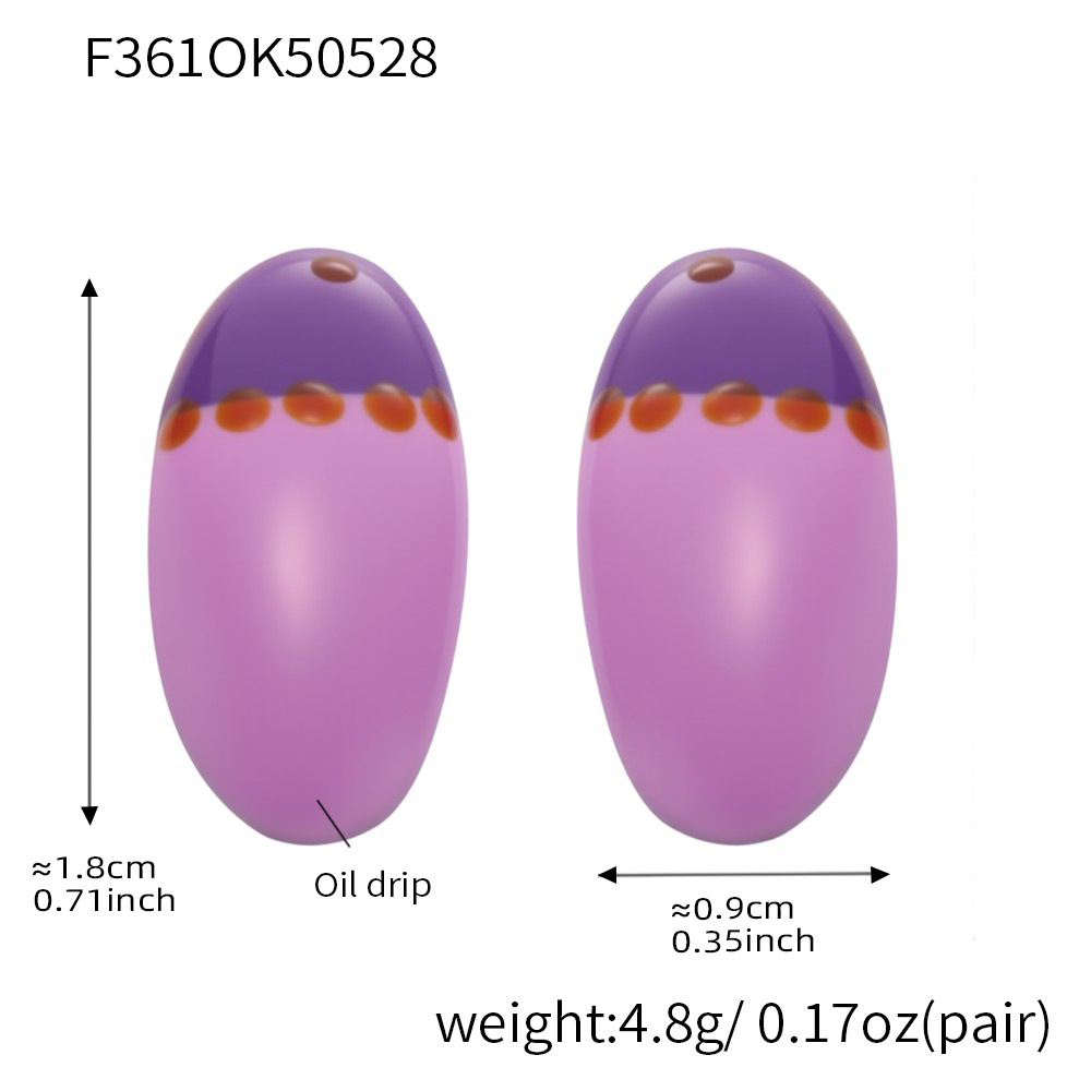 F361-steel color van gogh oil painting earrings-purple