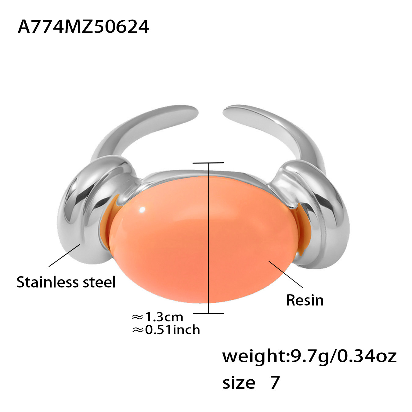 A774-steel color powder resin ring