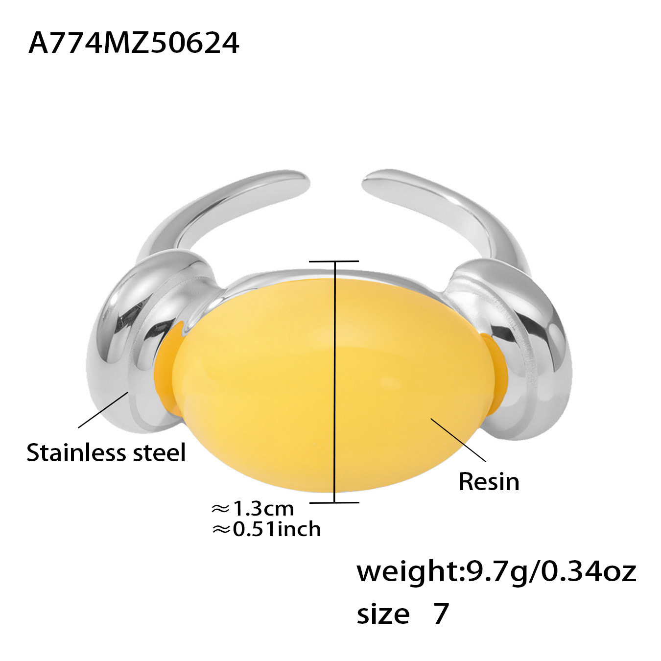 A774-steel color yellow resin ring