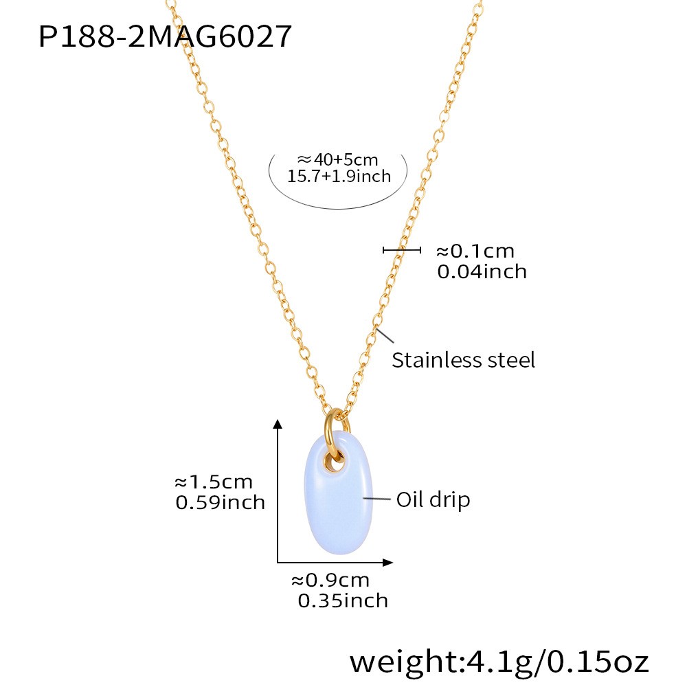 P188-2 Light blue enamel necklace, 40 5cm