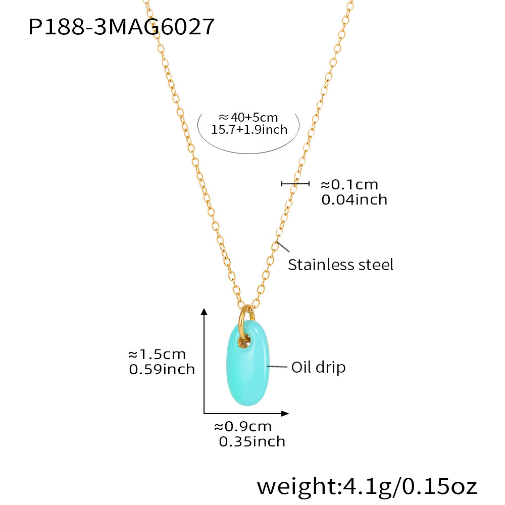P188-3 cyan enamel necklace 40 5cm