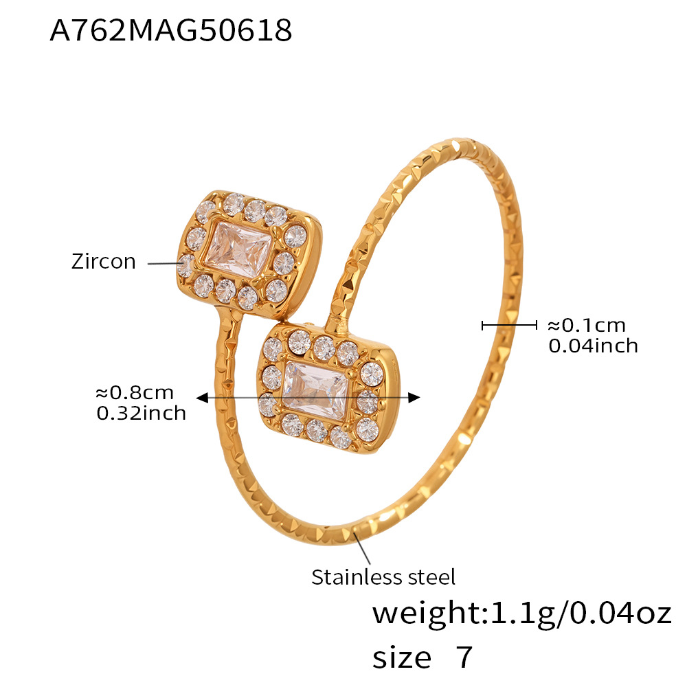 A762-gold 5a zircon rectangular square ring