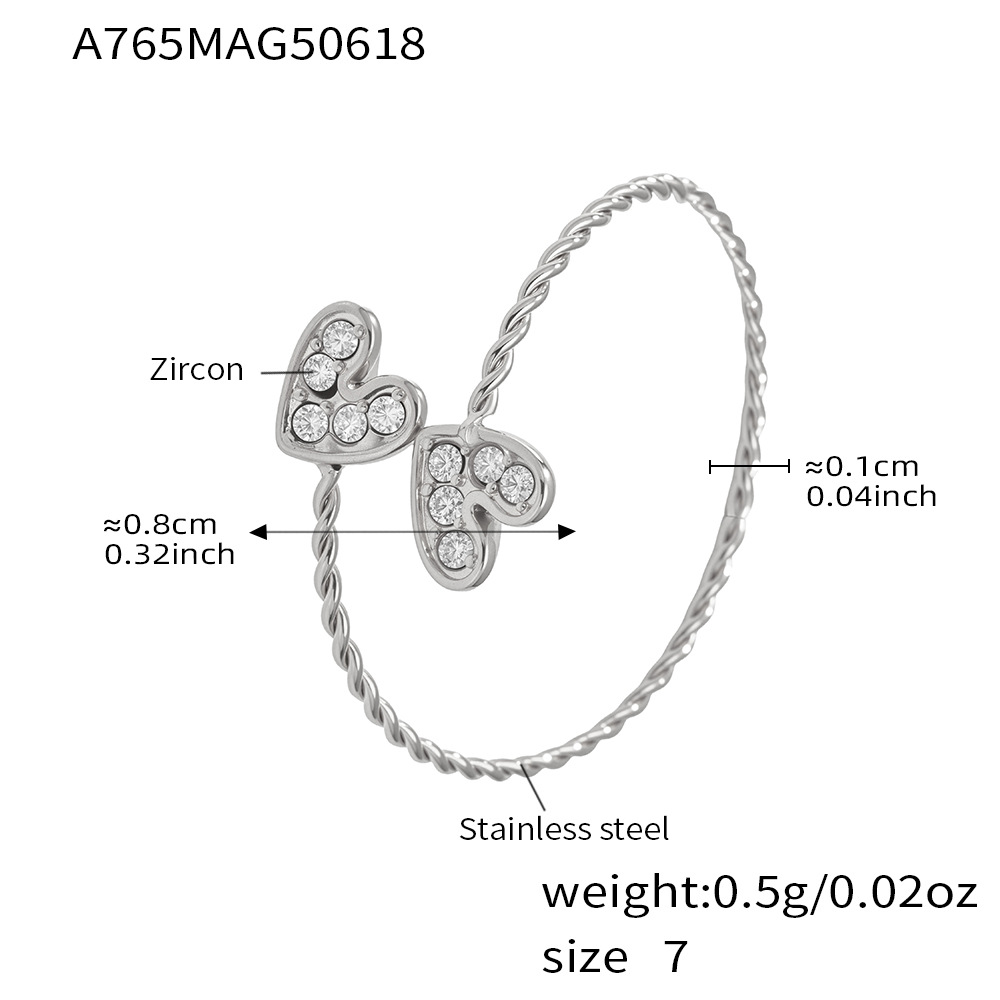 A765-steel color 5a zircon love ring