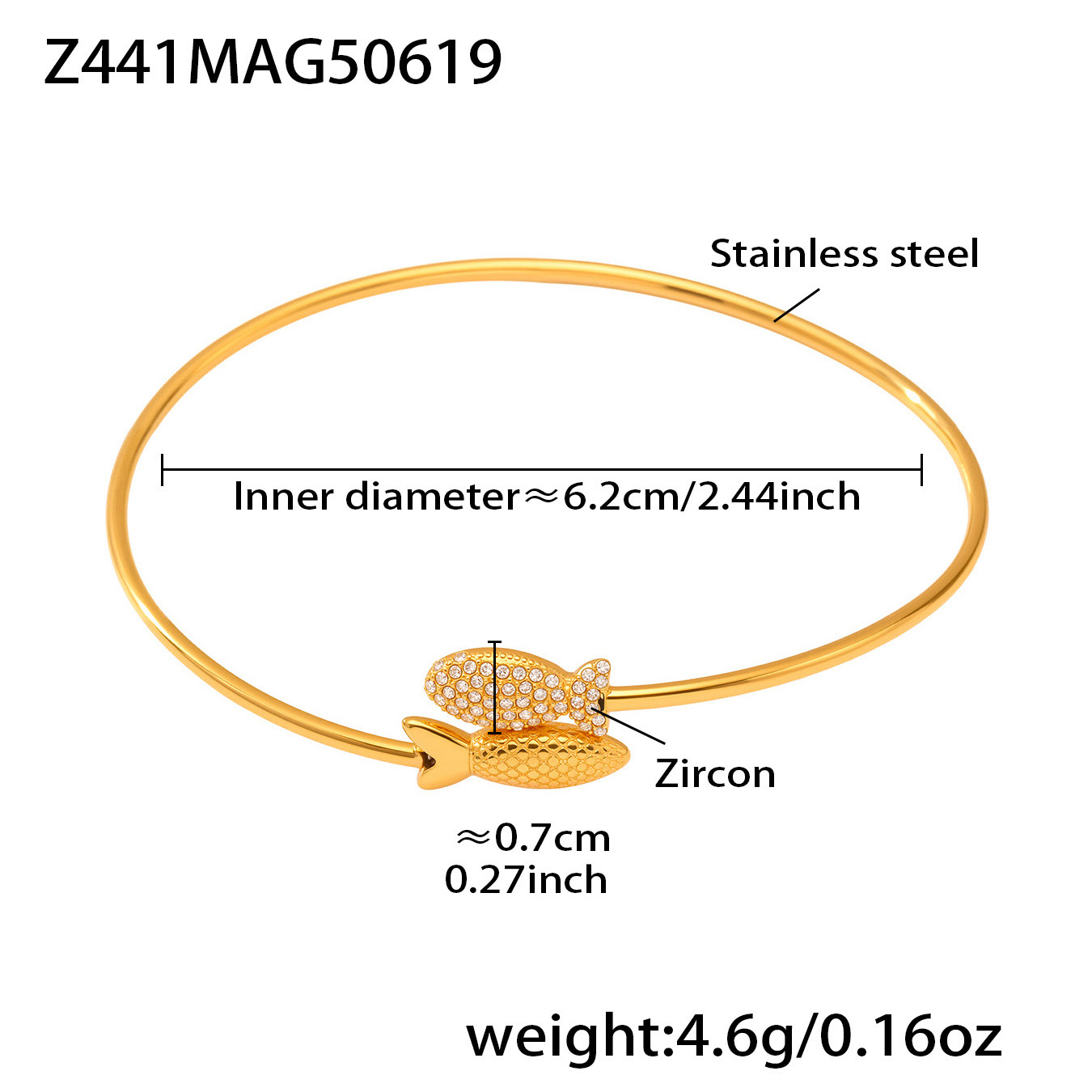 golden fish 5a zircon bracelet