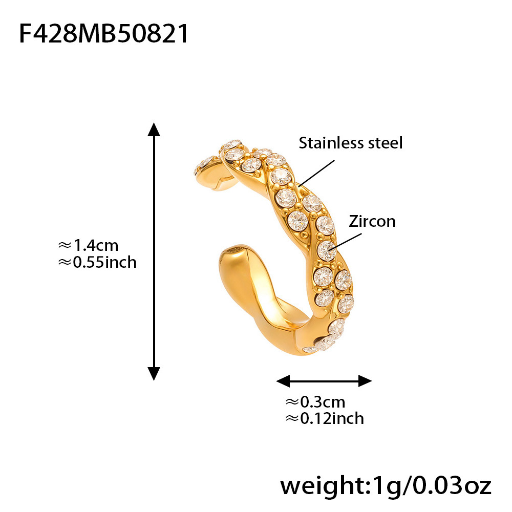 Golden twisted zircon ear clip - Single piece