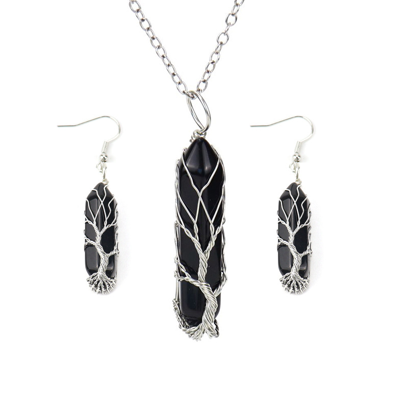 Obsidian (necklace   earrings)