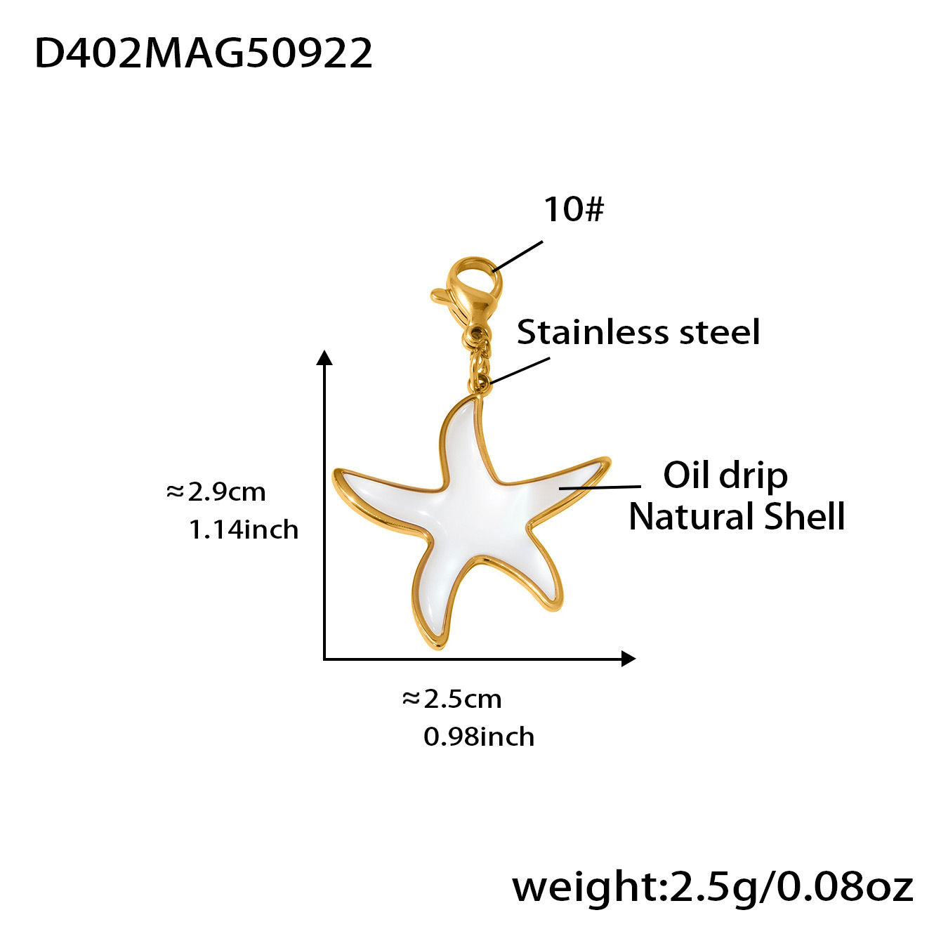 Golden starfish pendant