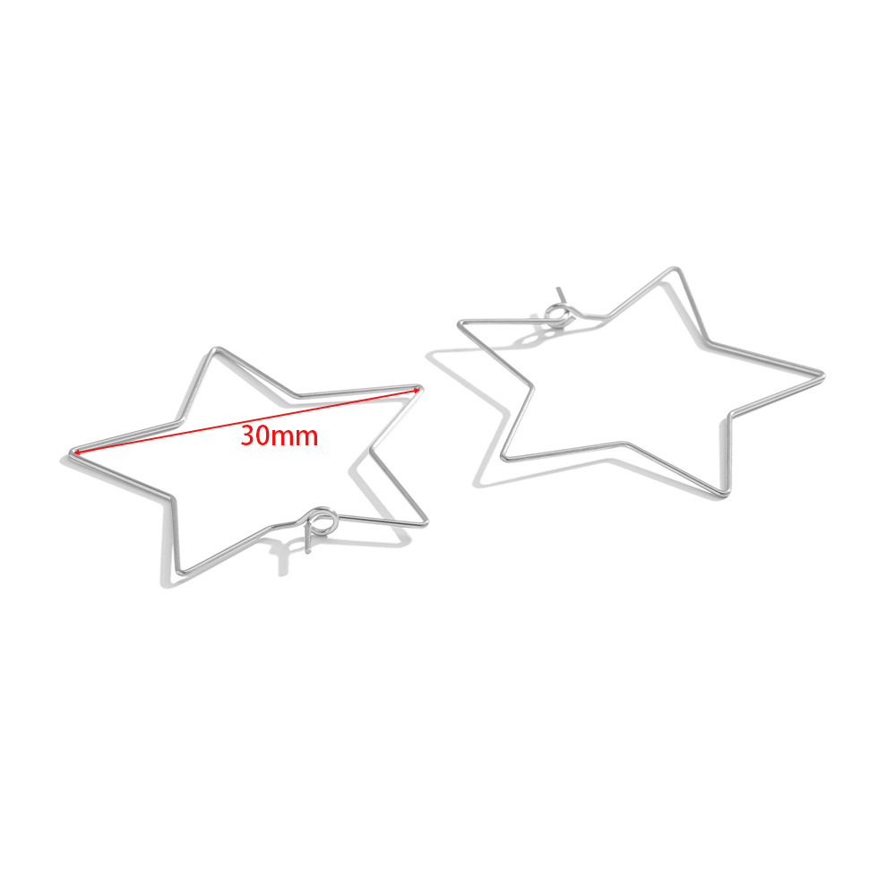30mm five-pointed star earrings steel color
