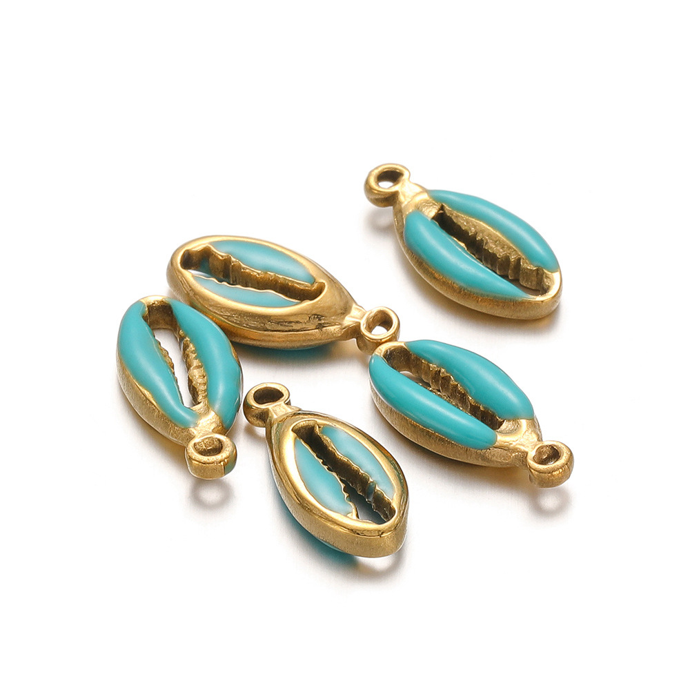 8*17mm golden double-sided oil dripping shell blue