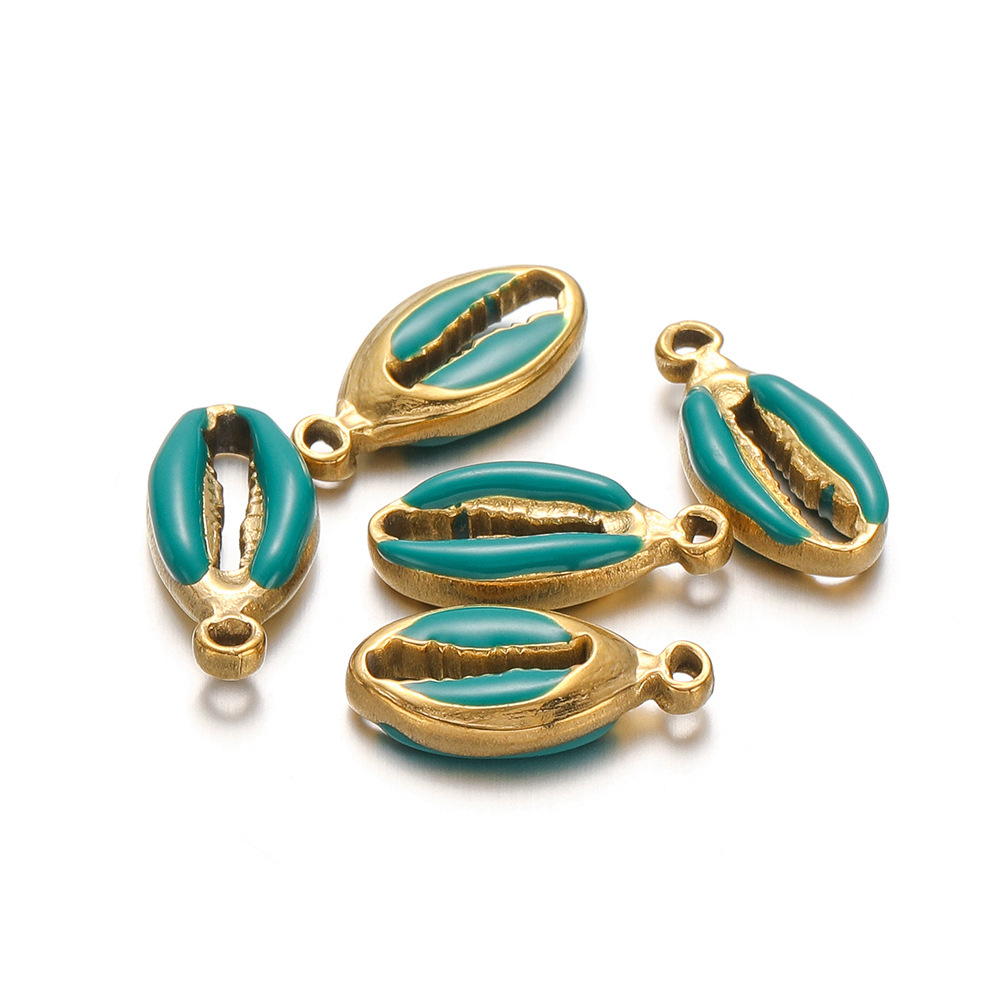 8*17mm golden double-sided oil dripping shell green