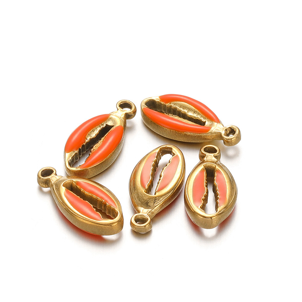 8*17mm golden double-sided oil dripping shell orange