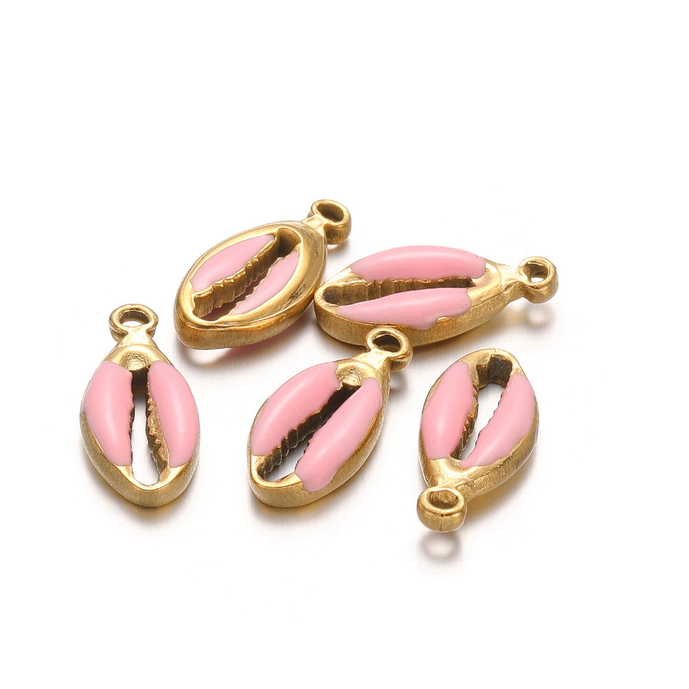 8*17mm golden double-sided oil dripping shell pink