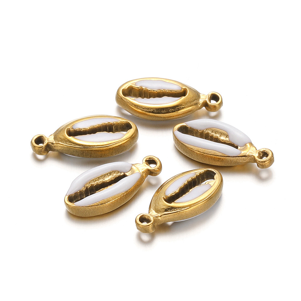 8*17mm golden double-sided oil dripping shell white