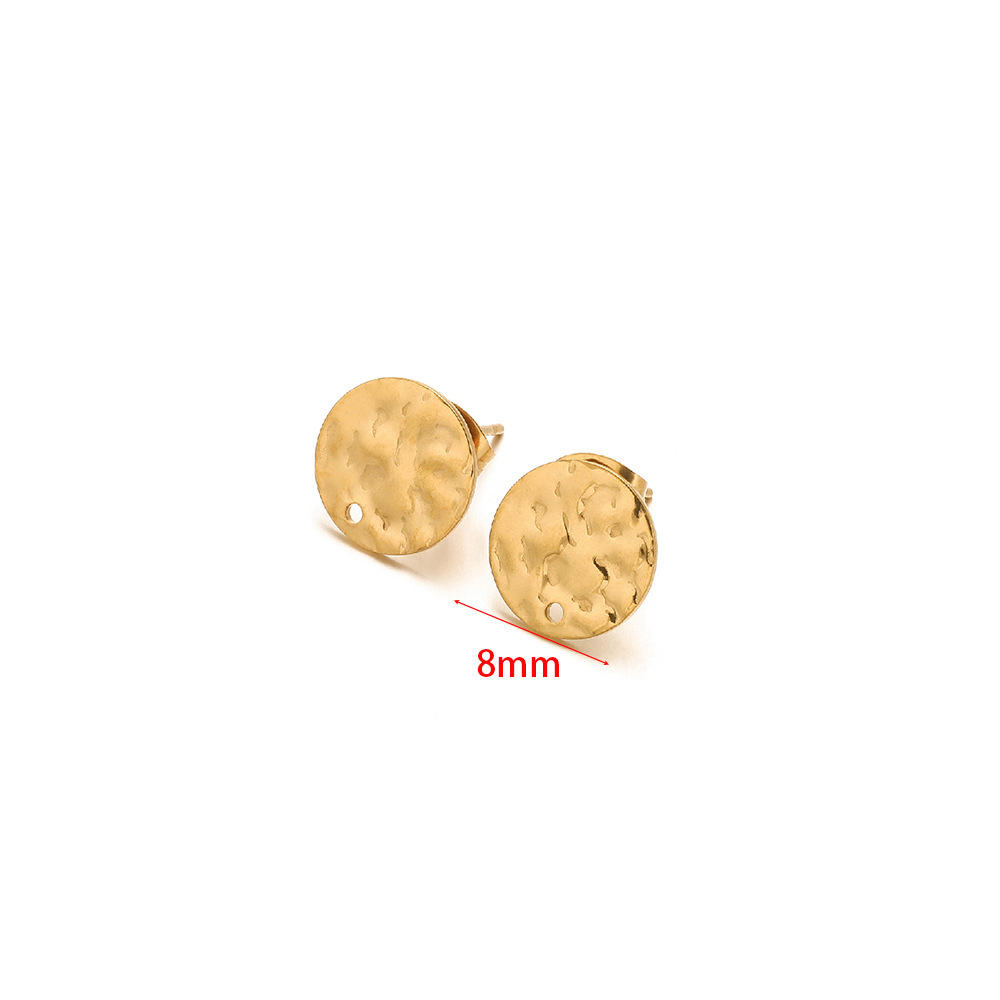 8mm corrugated embossed stud earrings gold