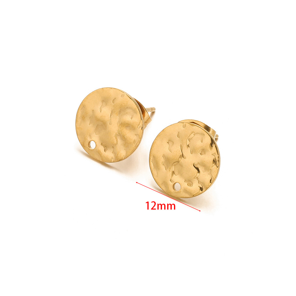 12mm corrugated embossed stud earrings gold