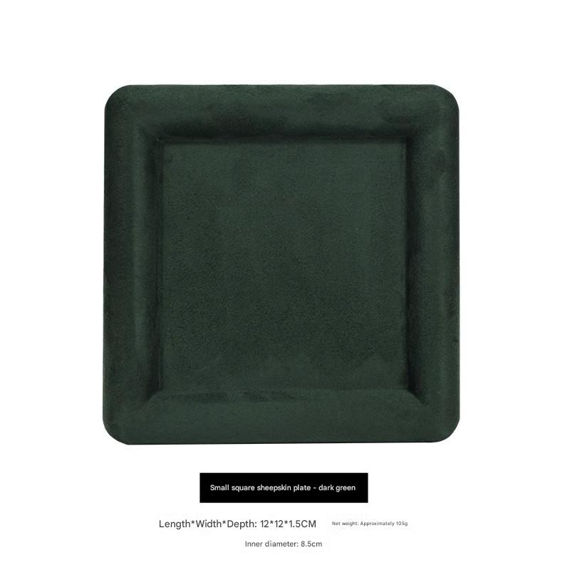 Cashmere leather small square plate-navy blue