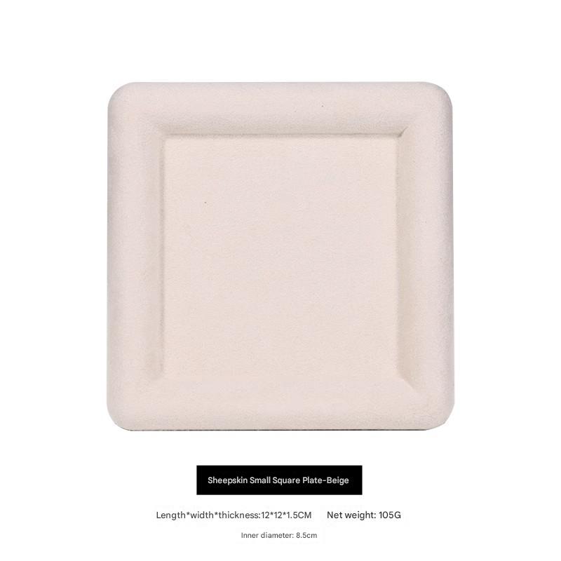 Cashmere leather small square plate-beige