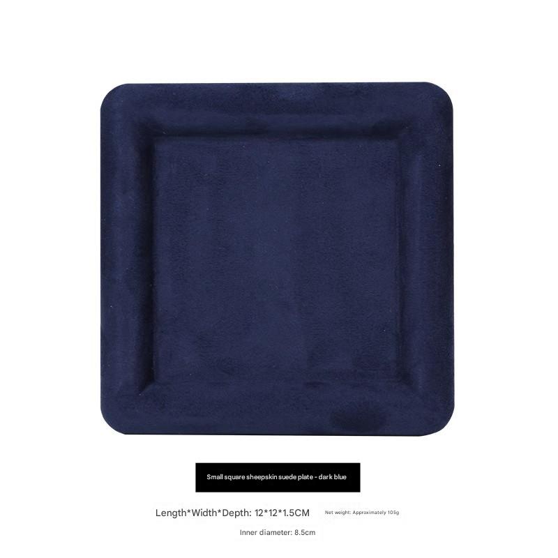 Cashmere leather small square plate-Blue