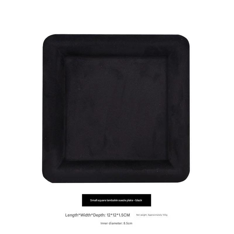Cashmere leather small square plate-Black