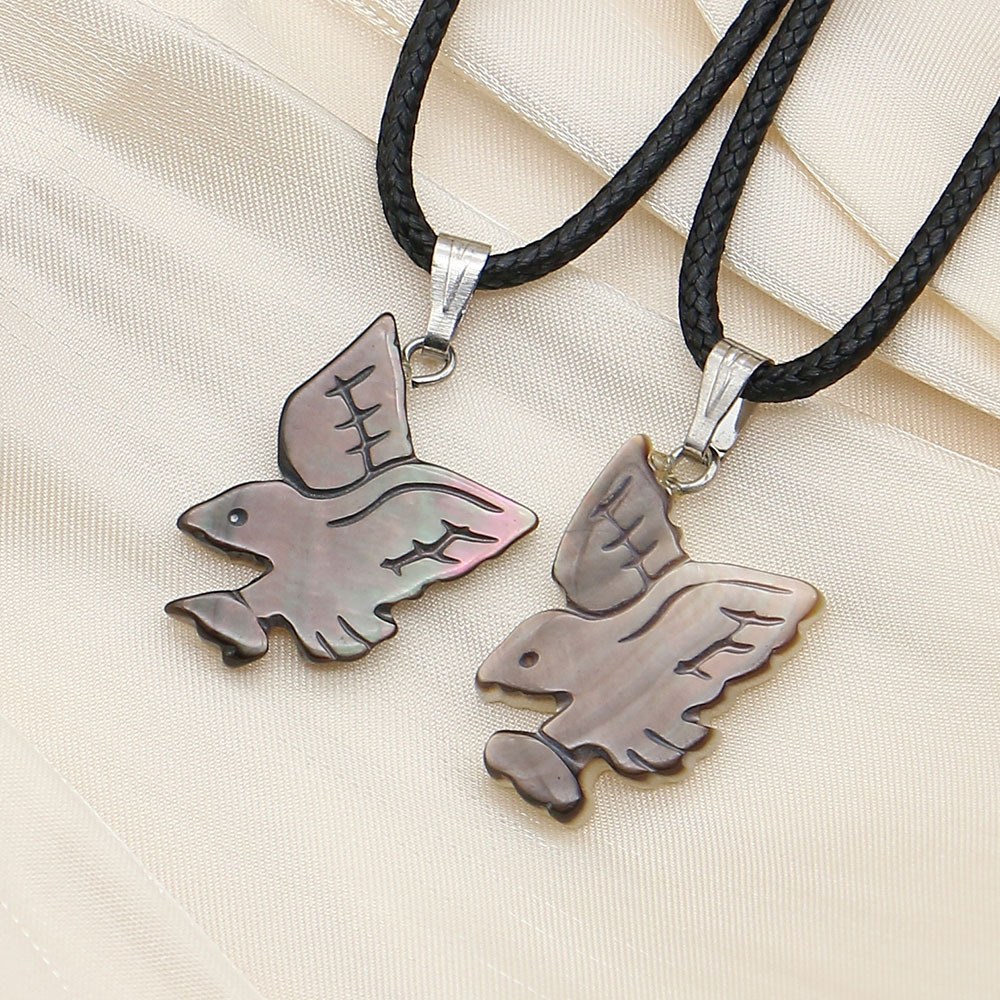 Black butterfly shell necklace