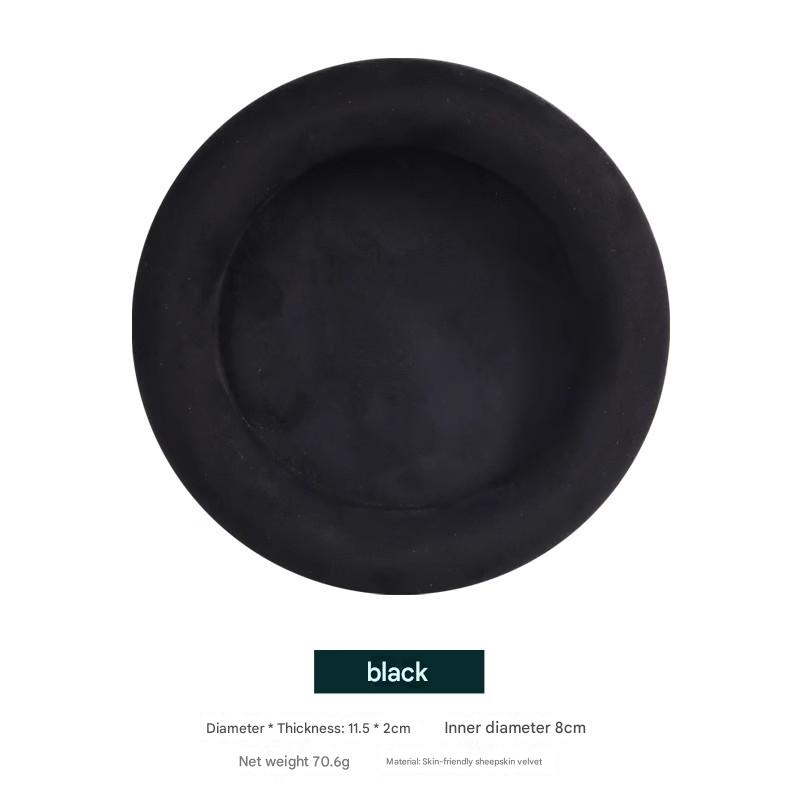 Cashmere leather small disc-Black
