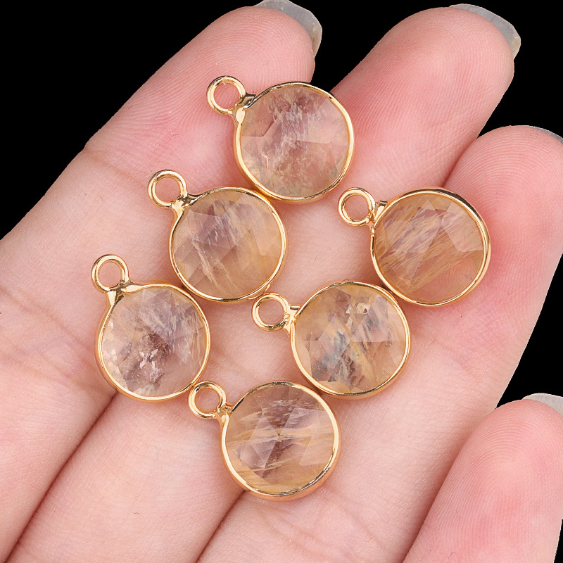 10mm single hanging white crystal with color (yellow) single