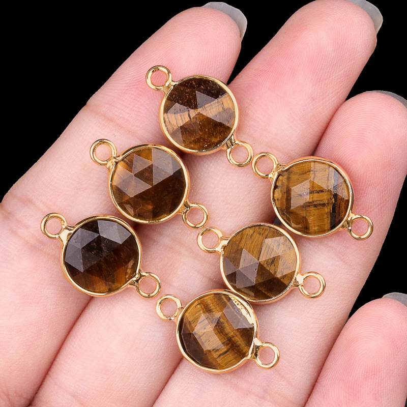 10mm double hanging tiger eye stone (single)