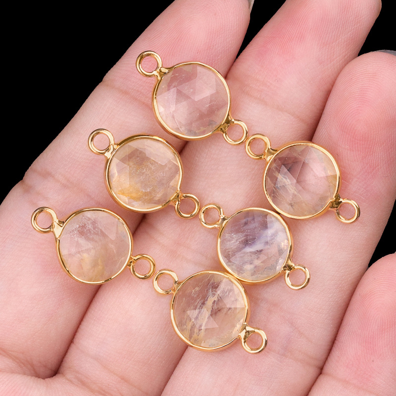 10mm double hanging white crystal with color (yellow) single