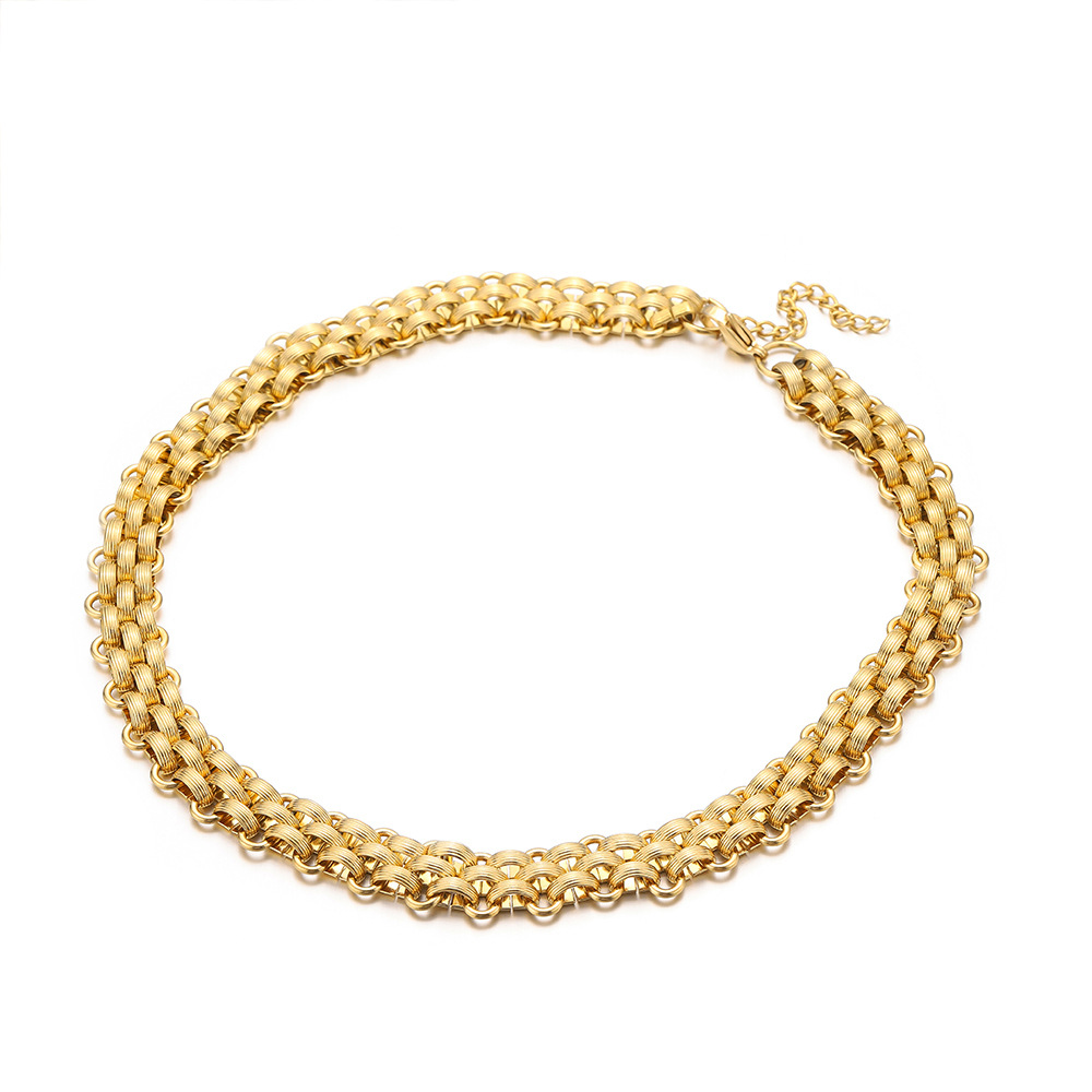 The necklace is golden.