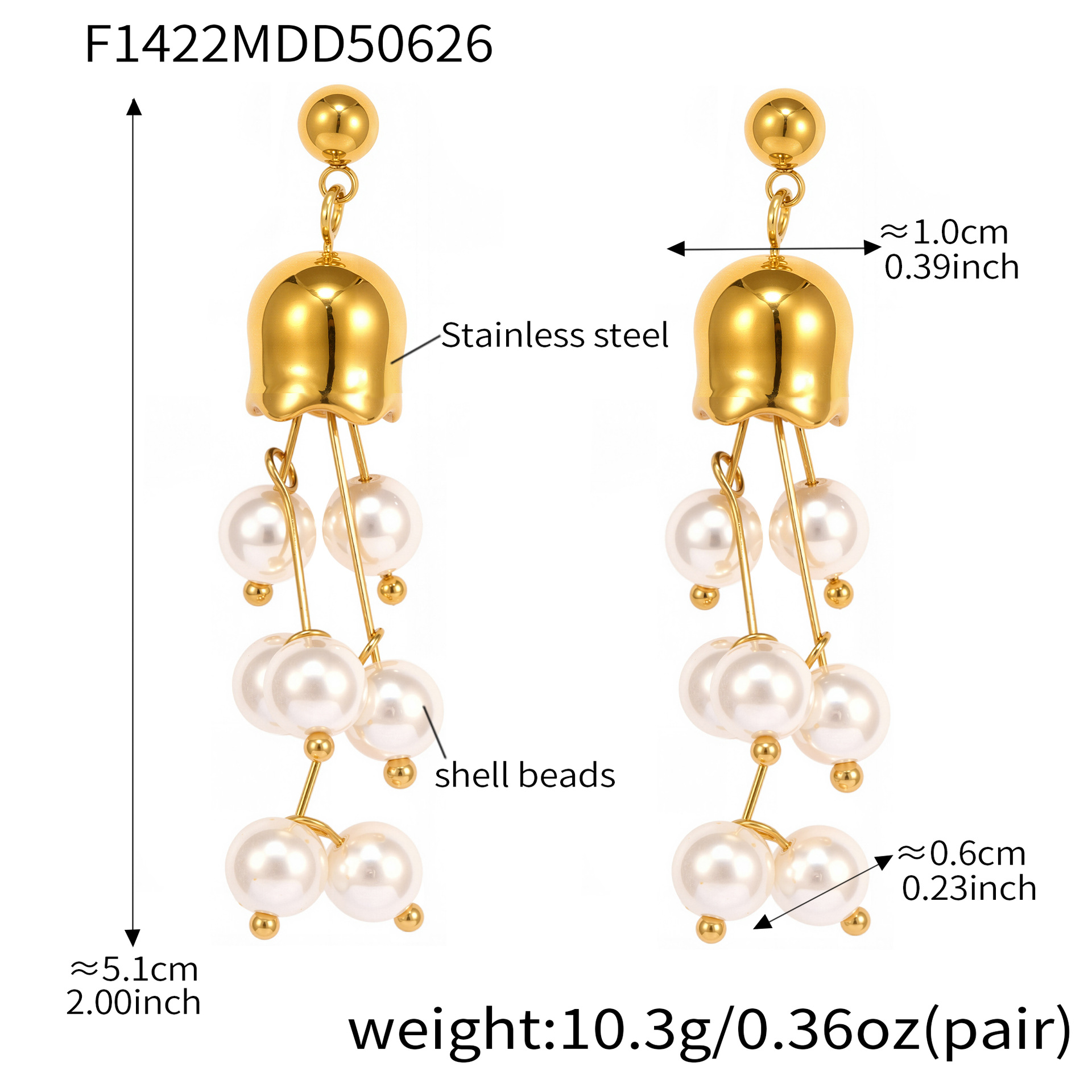 F1422-shijia beibei bead tassel earrings