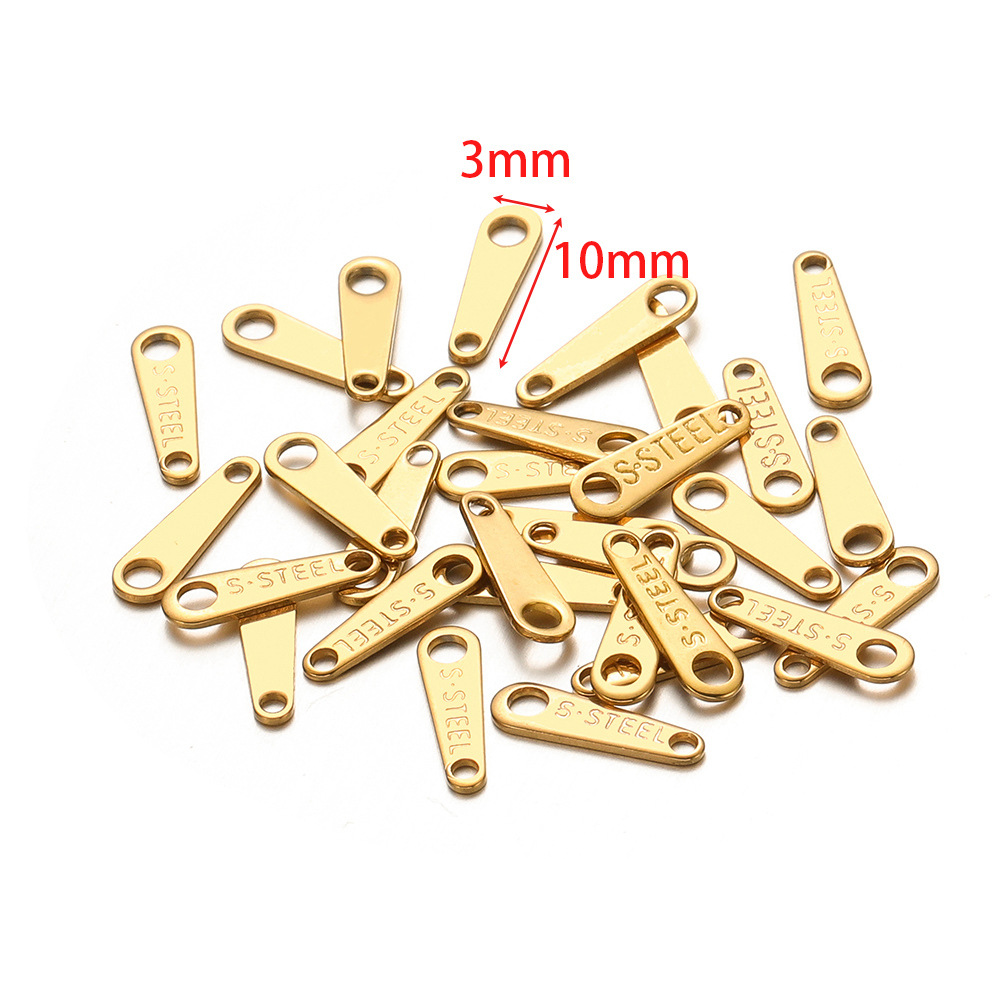 3*10mm engraved s'steel tail piece small tag gold