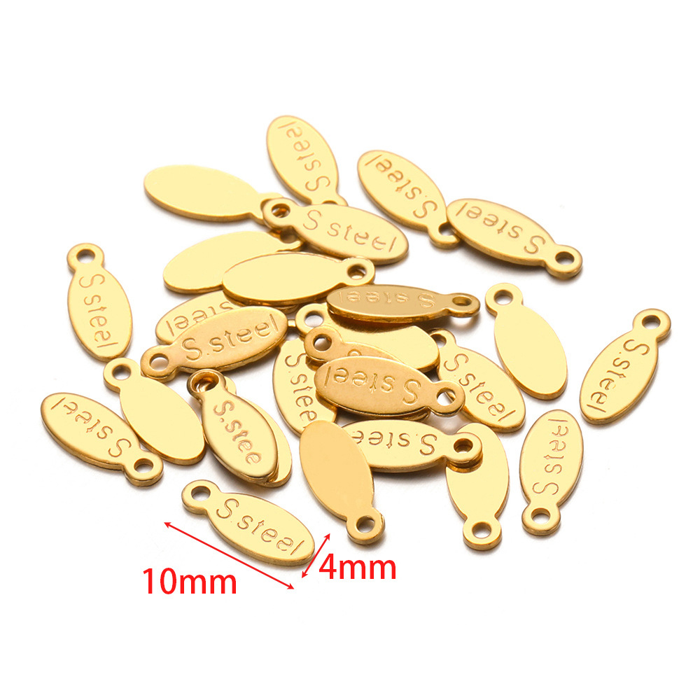4*10mm engraved s'steel tail piece small tag gold
