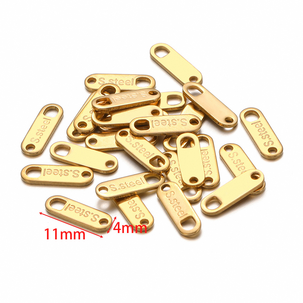 4*11mm engraved s'steel tail piece small tag gold