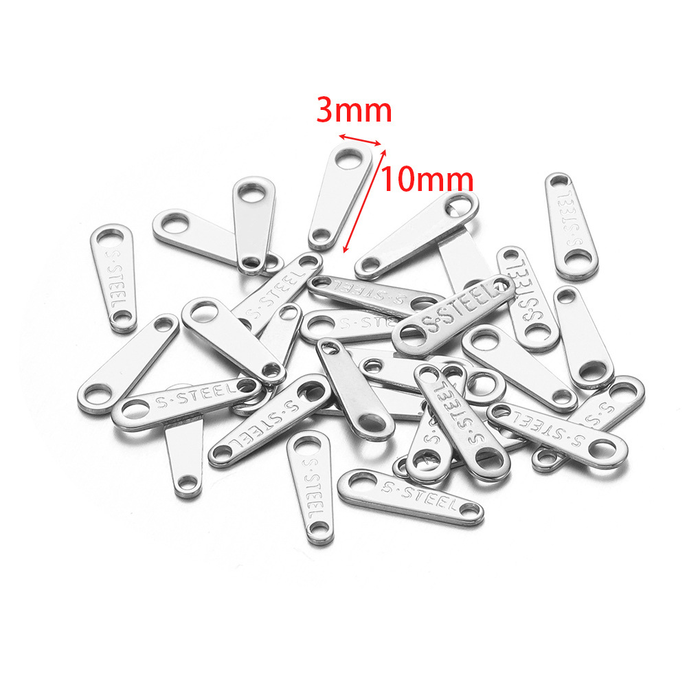 3*10mm engraved s'steel tail piece small tag steel color