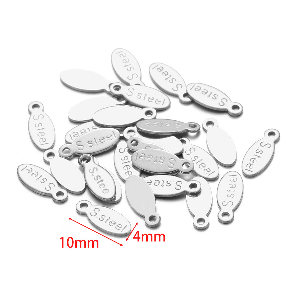 4*10mm engraved s'steel tail piece small tag steel color