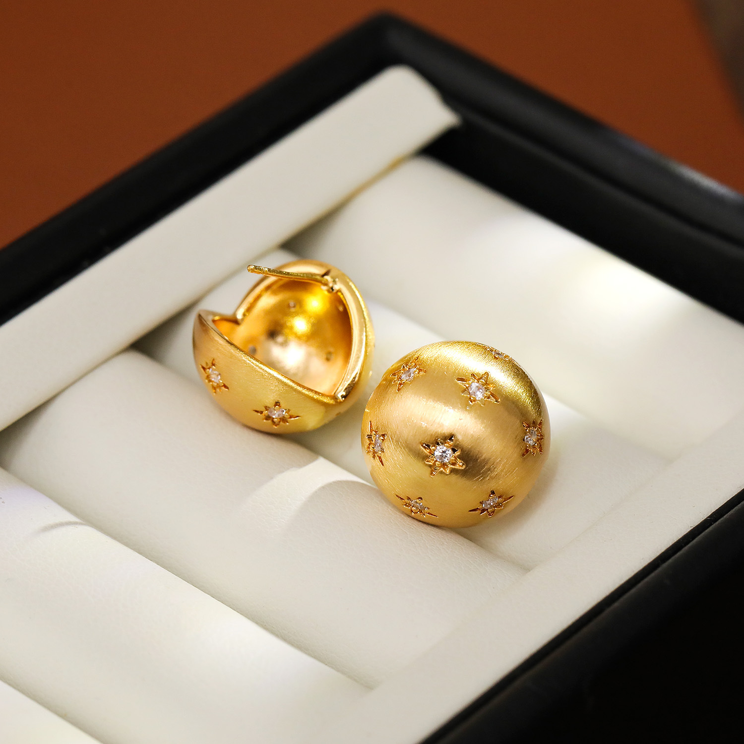 Plated with brushed 18K gold