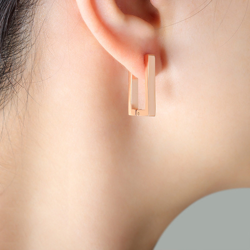 F254-rose gold long earrings 11mm wide