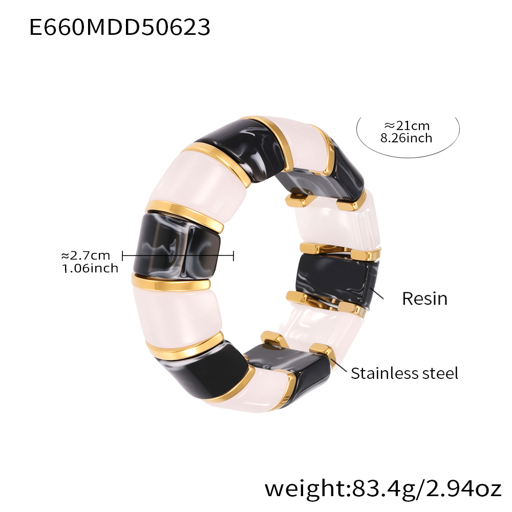 E660-black and white elastic bracelet 20cm
