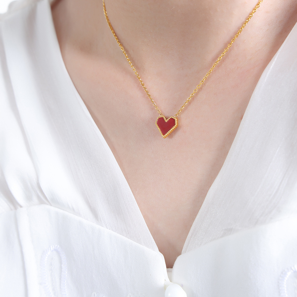 P436-gold red acrylic necklace-40   5cm